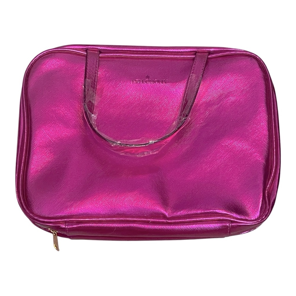 Hello Molly Metallic Pink Travel Cosmetic Bag Shower Bag Makeup Case